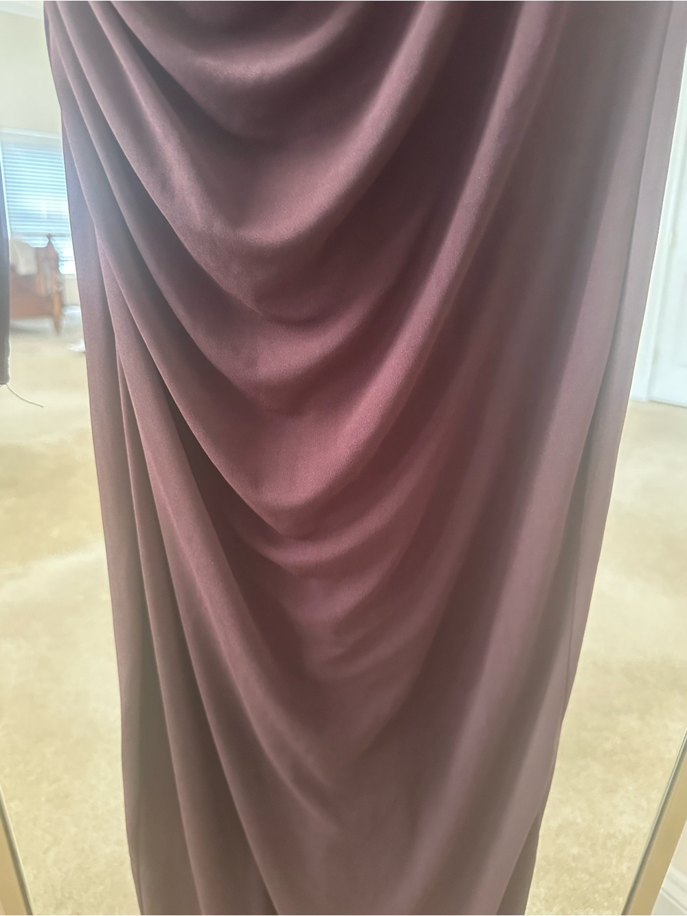 Zara Elegant Long-Sleeve Ruched Maxi Dress - Dark Brown - Picture 5 of 9